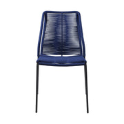 Clip Indoor Outdoor Stackable Steel Dining Chair with Blue Rope - Set of 2 - Furniture City (CA)l