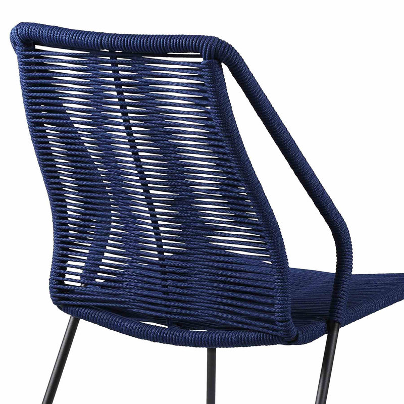 Clip Indoor Outdoor Stackable Steel Dining Chair with Blue Rope - Set of 2 - Furniture City (CA)l