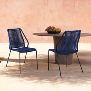 Clip Indoor Outdoor Stackable Steel Dining Chair with Blue Rope - Set of 2 - Furniture City (CA)l