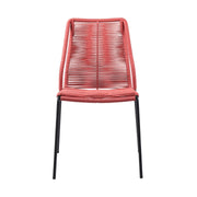 Clip Indoor Outdoor Stackable Steel Dining Chair with Brick Red Rope - Set of 2 - Furniture City (CA)l