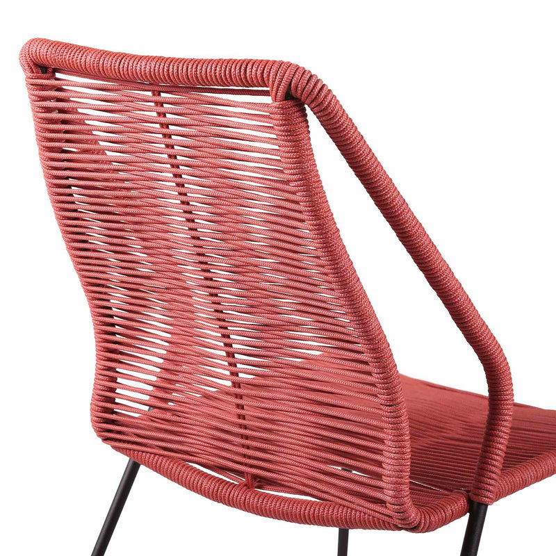 Clip Indoor Outdoor Stackable Steel Dining Chair with Brick Red Rope - Set of 2 - Furniture City (CA)l