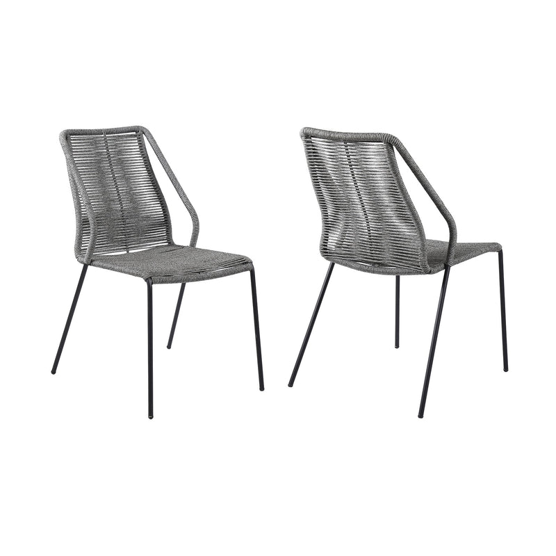 Clip Indoor Outdoor Stackable Steel Dining Chair with Gray Rope - Set of 2 - Furniture City (CA)l