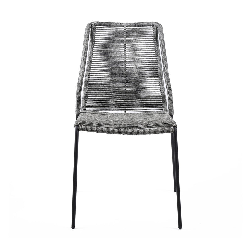 Clip Indoor Outdoor Stackable Steel Dining Chair with Gray Rope - Set of 2 - Furniture City (CA)l