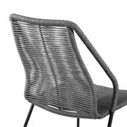 Clip Indoor Outdoor Stackable Steel Dining Chair with Gray Rope - Set of 2 - Furniture City (CA)l