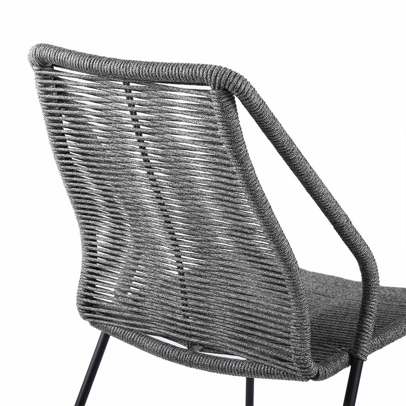 Clip Indoor Outdoor Stackable Steel Dining Chair with Gray Rope - Set of 2 - Furniture City (CA)l
