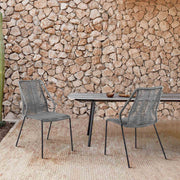 Clip Indoor Outdoor Stackable Steel Dining Chair with Gray Rope - Set of 2 - Furniture City (CA)l