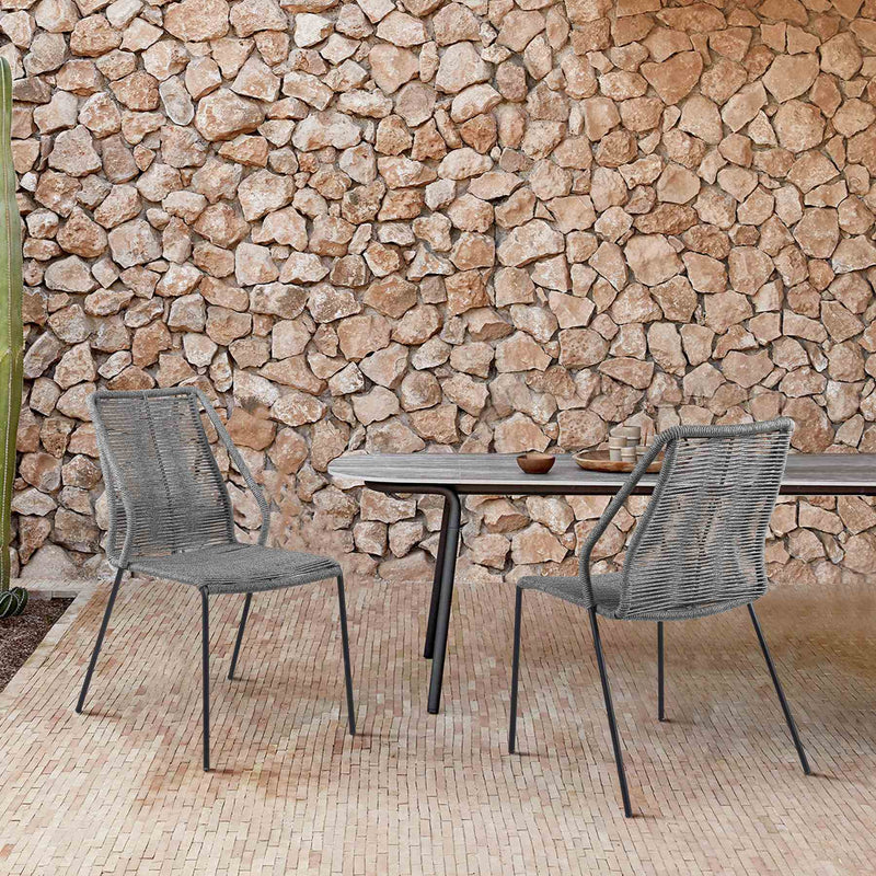 Clip Indoor Outdoor Stackable Steel Dining Chair with Gray Rope - Set of 2 - Furniture City (CA)l