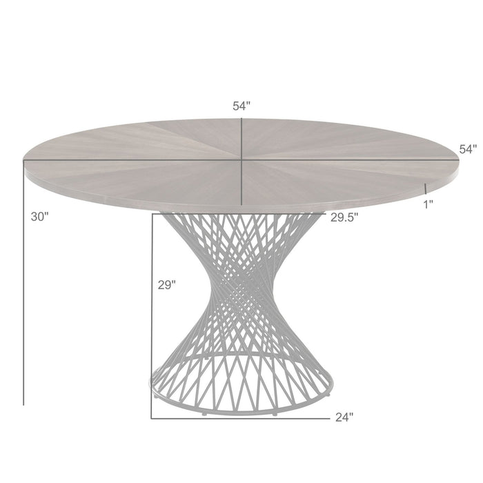 Cirque 54" Round Black Wood and Metal Pedestal Dining Table