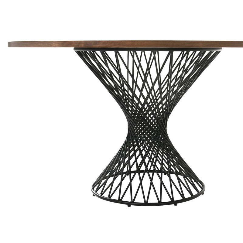 Cirque 54" Round Walnut Wood and Metal Pedestal Dining Table - Furniture City (CA)l