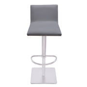 Crystal Barstool in Brushed Stainless Steel finish with Gray Faux Leather and Walnut Back - Furniture City (CA)l