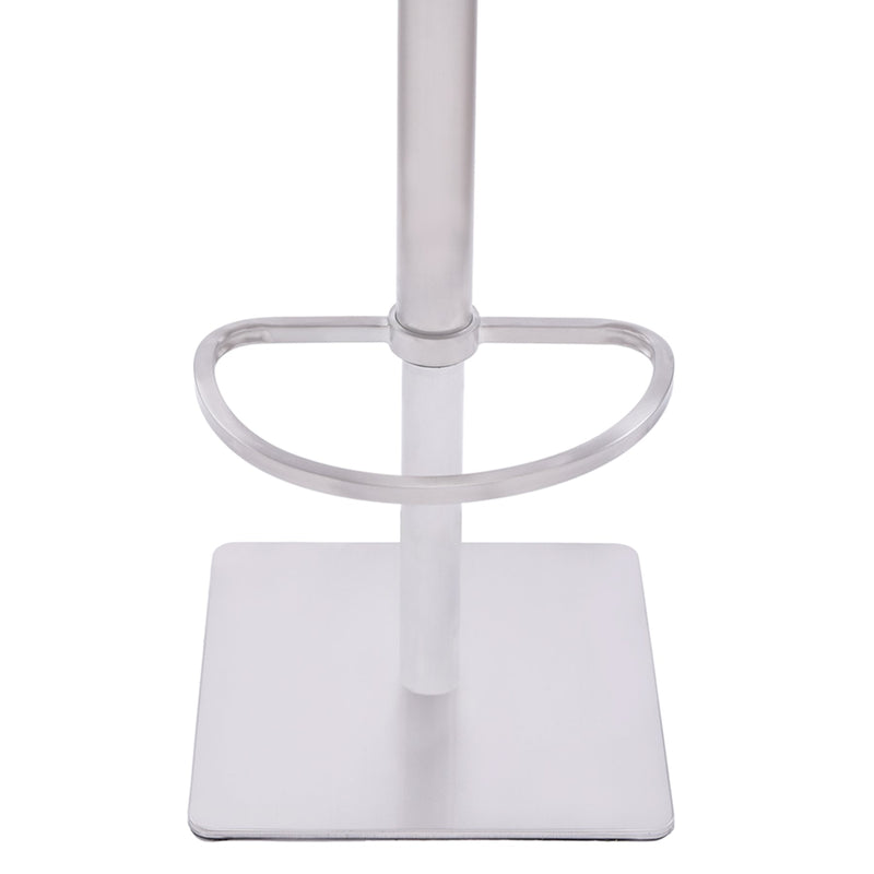 Crystal Barstool in Brushed Stainless Steel finish with Gray Faux Leather and Walnut Back - Furniture City (CA)l