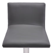 Crystal Adjustable Height Swivel Gray Faux Leather and Gray Walnut Bar Stool with Brushed Stainless Steel Base - Furniture City (CA)l