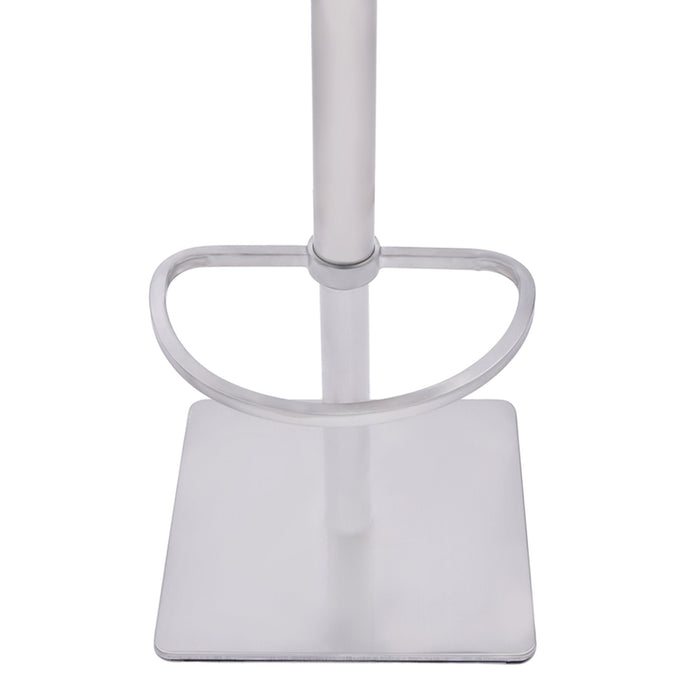 Crystal Adjustable Height Swivel Gray Faux Leather and Gray Walnut Bar Stool with Brushed Stainless Steel Base