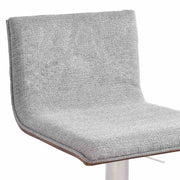 Crystal Adjustable Height Swivel Gray Fabric and Walnut Bar Stool with Brushed Stainless Steel Base - Furniture City (CA)l