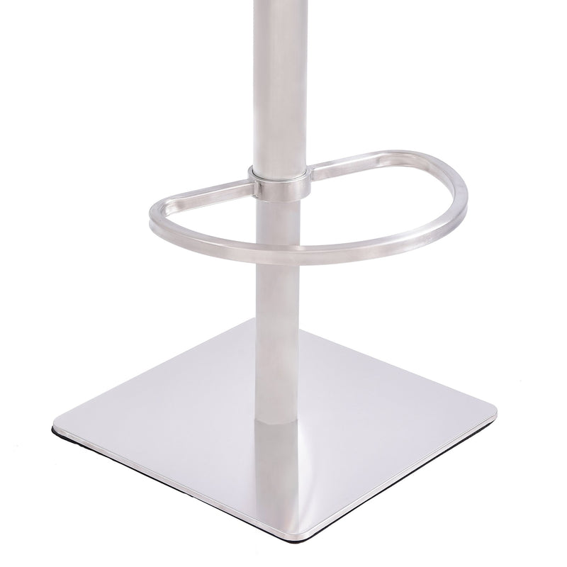 Crystal Adjustable Height Swivel Gray Fabric and Walnut Bar Stool with Brushed Stainless Steel Base - Furniture City (CA)l