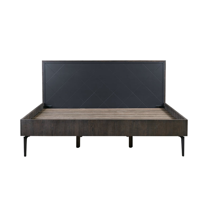 Cross Solid Oak and Metal King Platform Bed Frame - Furniture City (CA)l