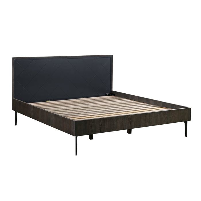 Cross Solid Oak and Metal King Platform Bed Frame