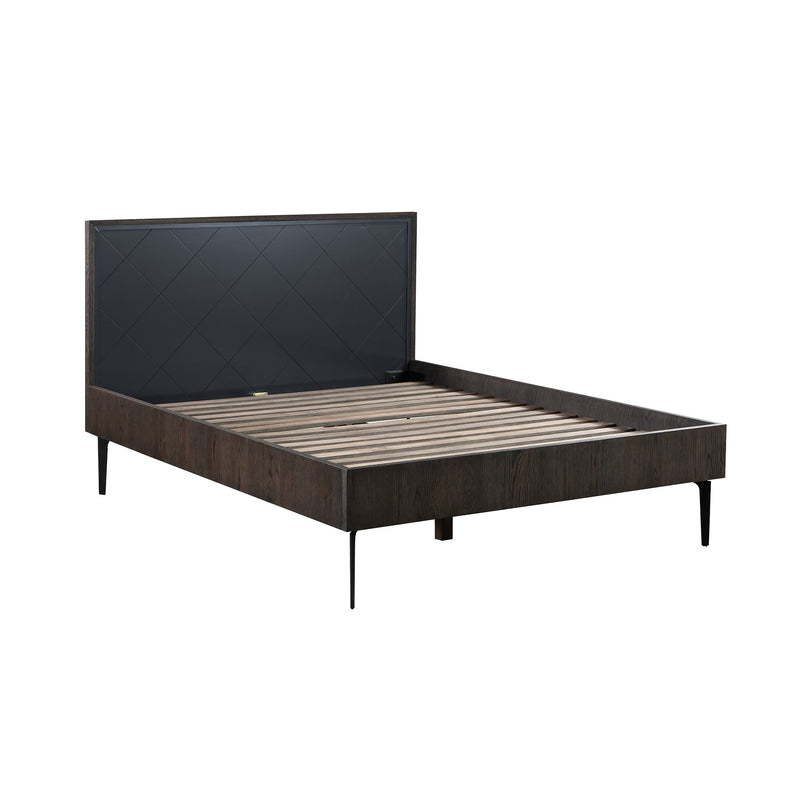 Cross Solid Oak and Metal Queen Platform Bed Frame - Furniture City (CA)l