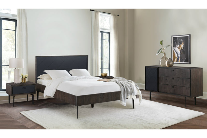 Cross Solid Oak and Metal Queen Platform Bed Frame - Furniture City (CA)l