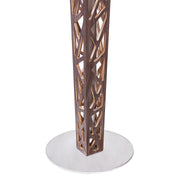 Crystal Bar Table with Walnut Veneer column and Brushed Stainless Steel finish with Clear Tempered Glass Top - Furniture City (CA)l