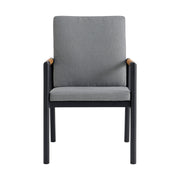 Crown Black Aluminum and Teak Outdoor Dining Chair with Dark Gray Fabric - Set of 2 - Furniture City (CA)l
