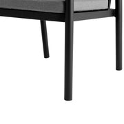 Crown Black Aluminum and Teak Outdoor Dining Chair with Dark Gray Fabric - Set of 2 - Furniture City (CA)l