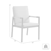 Crown Black Aluminum and Teak Outdoor Dining Chair with Dark Gray Fabric - Set of 2 - Furniture City (CA)l