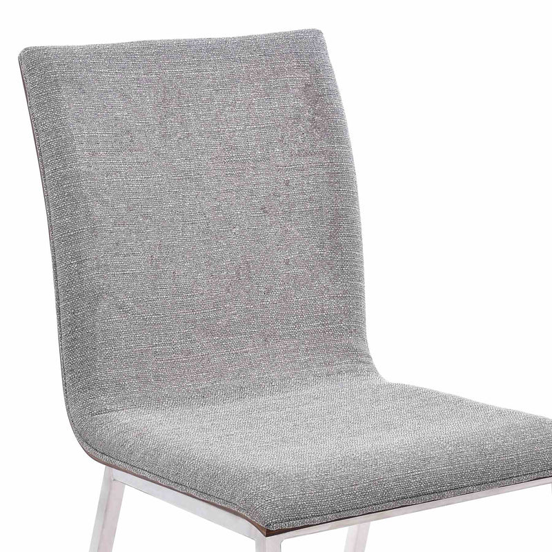 Crystal Dining Chair in Brushed Stainless Steel finish with Gray Fabric and Walnut Back - Set of 2 - Furniture City (CA)l