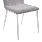 Crystal Dining Chair in Brushed Stainless Steel finish with Gray Fabric and Walnut Back - Set of 2 - Furniture City (CA)l