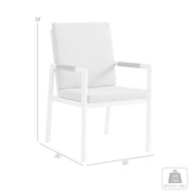 Crown White Aluminum and Teak Outdoor Dining Chair with Light Gray Fabric - Set of 2 - Furniture City (CA)l
