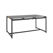 Crown Black Aluminum and Teak Outdoor Dining Table with Stone Top - Furniture City (CA)l