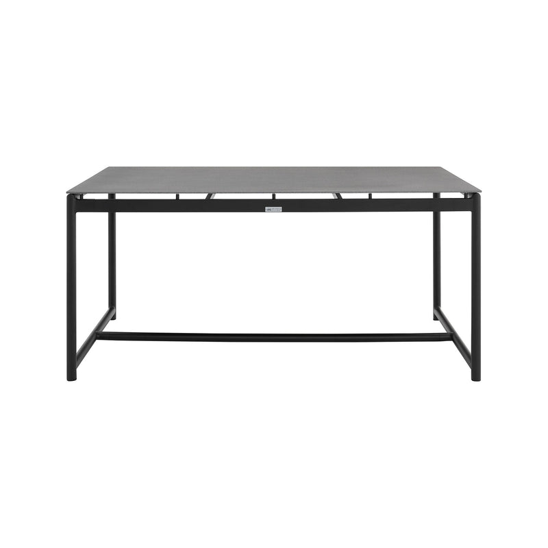 Crown Black Aluminum and Teak Outdoor Dining Table with Stone Top - Furniture City (CA)l
