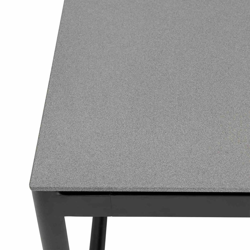Crown Black Aluminum and Teak Outdoor Dining Table with Stone Top - Furniture City (CA)l