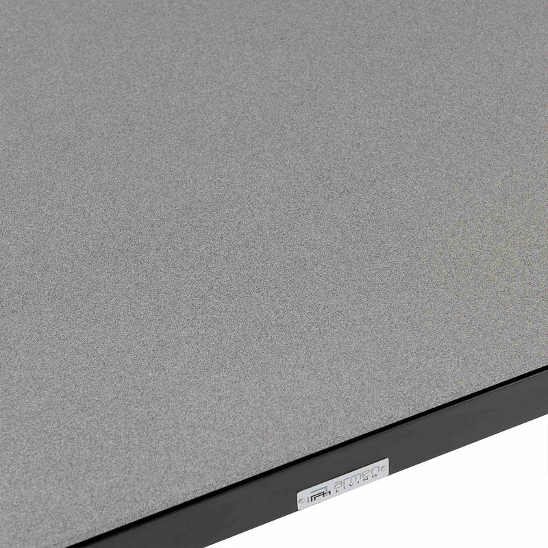 Crown Black Aluminum and Teak Outdoor Dining Table with Stone Top - Furniture City (CA)l