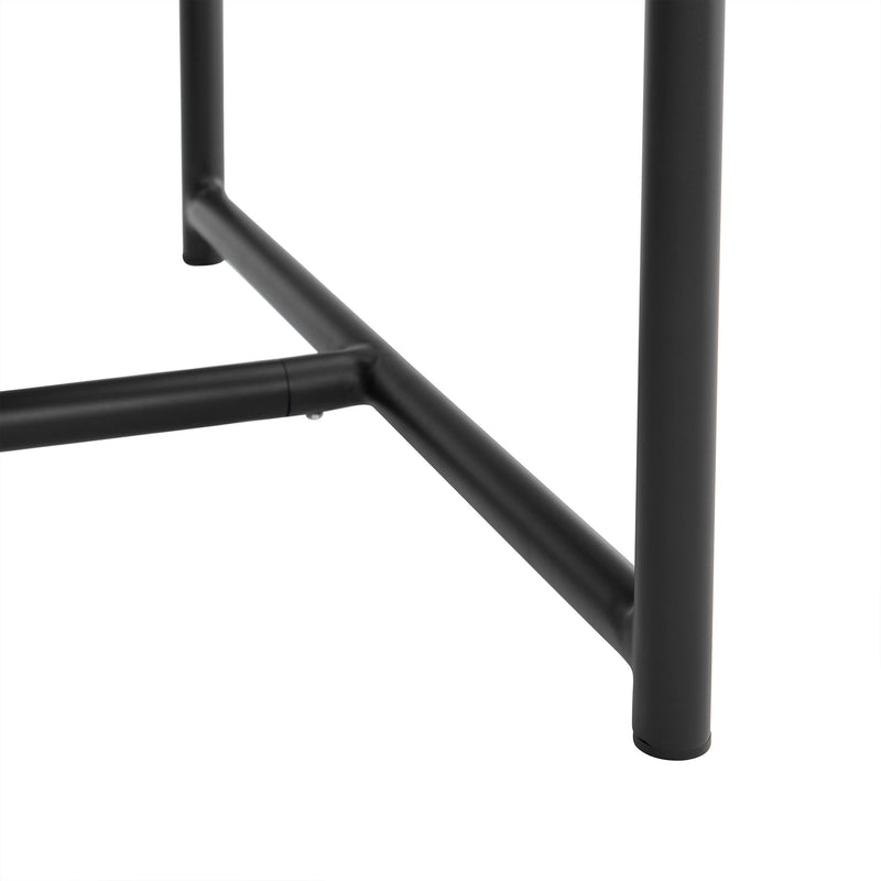 Crown Black Aluminum and Teak Outdoor Dining Table with Stone Top - Furniture City (CA)l
