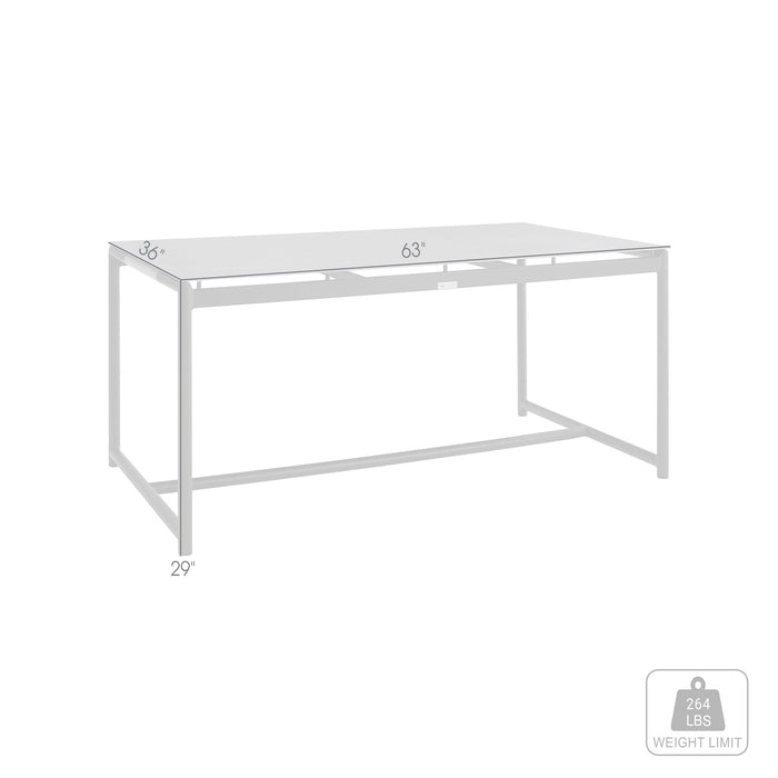 Crown Black Aluminum and Teak Outdoor Dining Table with Stone Top