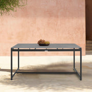 Crown Black Aluminum and Teak Outdoor Dining Table with Stone Top - Furniture City (CA)l