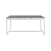Crown White Aluminum and Teak Outdoor Dining Table with Stone Top - Furniture City (CA)l