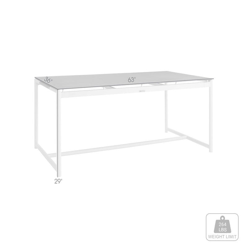 Crown White Aluminum and Teak Outdoor Dining Table with Stone Top - Furniture City (CA)l