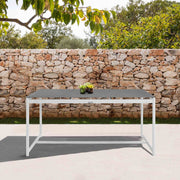 Crown White Aluminum and Teak Outdoor Dining Table with Stone Top - Furniture City (CA)l