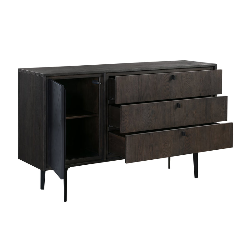 Cross Solid Oak and Metal 3 Drawer Dresser - Furniture City (CA)l