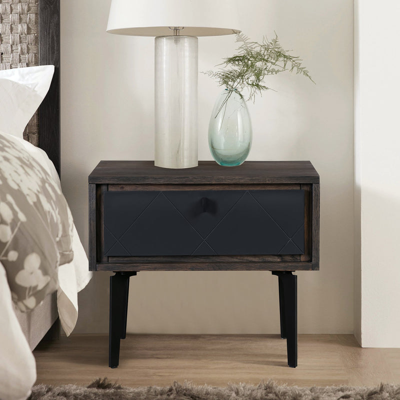 Cross Solid Oak and Metal Nightstand - Furniture City (CA)l