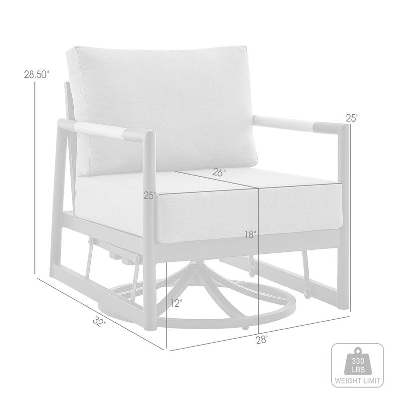 Crown Outdoor Patio Swivel Glider Lounge Chair in Black Aluminum and Teak Wood with Cushions - Furniture City (CA)l
