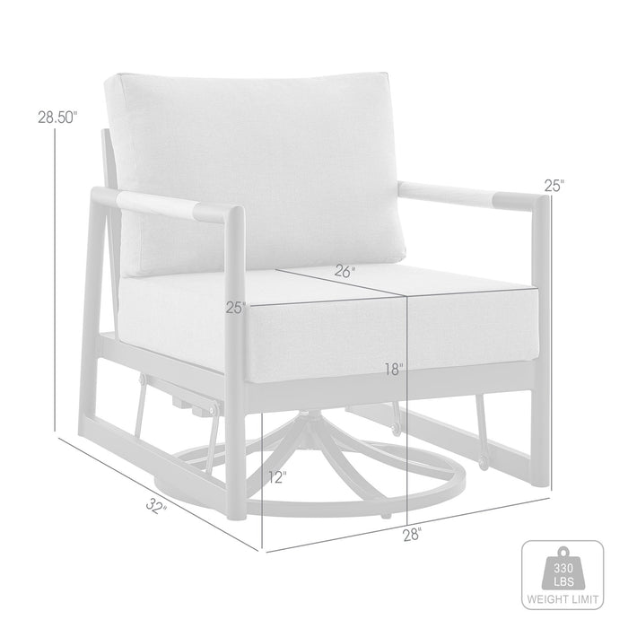 Crown Outdoor Patio Swivel Glider Lounge Chair in Black Aluminum and Teak Wood with Cushions