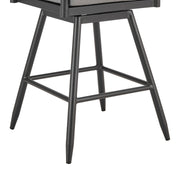 Crown Outdoor Patio Swivel Counter Stool in Black Aluminum with Wood Accent and Dark Gray Cushions - Furniture City (CA)l