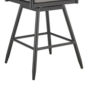 Crown Outdoor Patio Swivel Bar Stool in Black Aluminum with Wood Accent and Dark Gray Cushions - Furniture City (CA)l