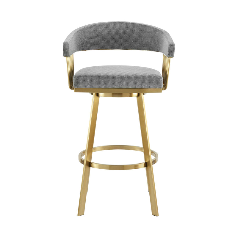 Chelsea 26" Swivel Counter Stool with Gold Brushed Stainless Steel and Anchor Gray Fabric - Furniture City (CA)l