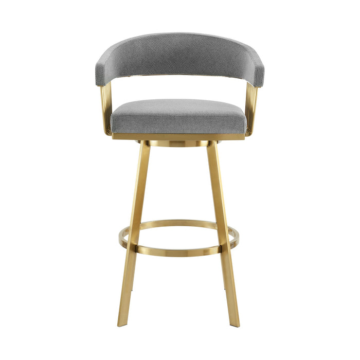Chelsea 26" Swivel Counter Stool with Gold Brushed Stainless Steel and Anchor Gray Fabric