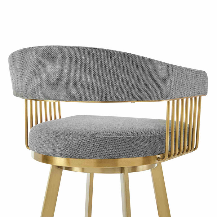 Chelsea 26" Swivel Counter Stool with Gold Brushed Stainless Steel and Anchor Gray Fabric