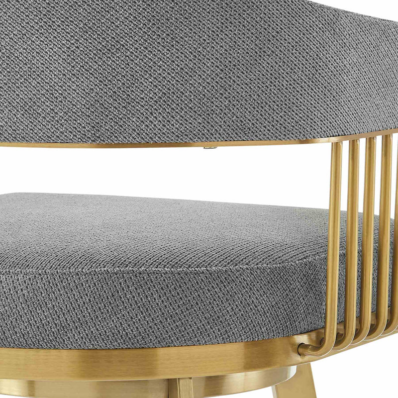 Chelsea 26" Swivel Counter Stool with Gold Brushed Stainless Steel and Anchor Gray Fabric - Furniture City (CA)l